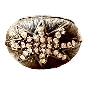 Unique Clear Crystal Star Woodland Brass Ring Unisex Mens Jewelry Women’s Ring